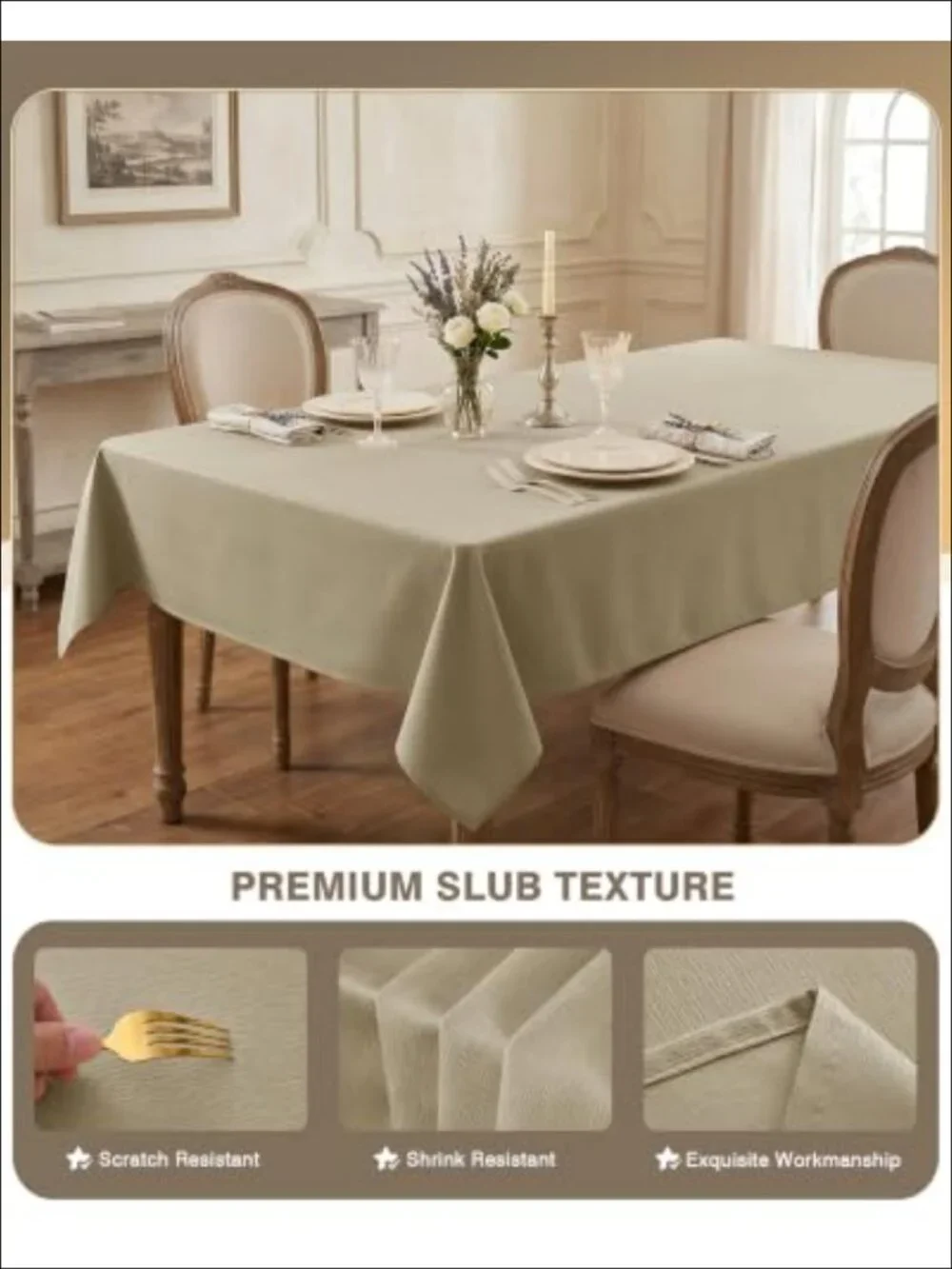 2-Pack Slub Textured Jacquard Polyester Tablecloths 6ft Rectangle Waterproof